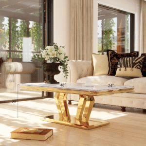gold coffee table with marble top | prime decor