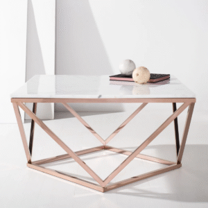 rose gold marble top coffee table with pvd finish