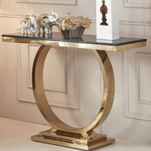 luxury circular marble top console table with stainless steel frame
