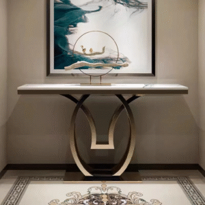 ariel console table – luxury marble top console with stainless steel frame