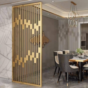 goldedge ss steel partition | stainless steel with golden electroplating | 7×3 ft metal divider