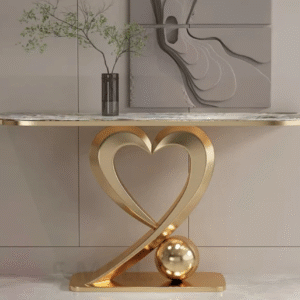golden heart console table